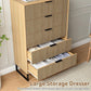 49.2 Inch Tall Five Drawer MatteNaturalFinish Dresser