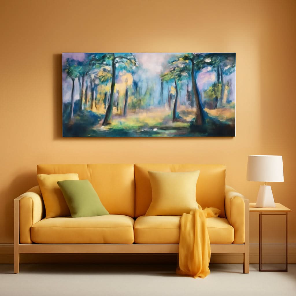 Forest Landscape Wall Art 48x24 Inches Canvas Painting