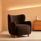 Brown Velvet Wingback Chair With Contoured Backrest