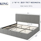 King Size Grey Velvet Upholstered Platform Bed Frame