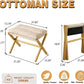 Bamboo Foldable Ottoman Foot Rest Beige Upholstered