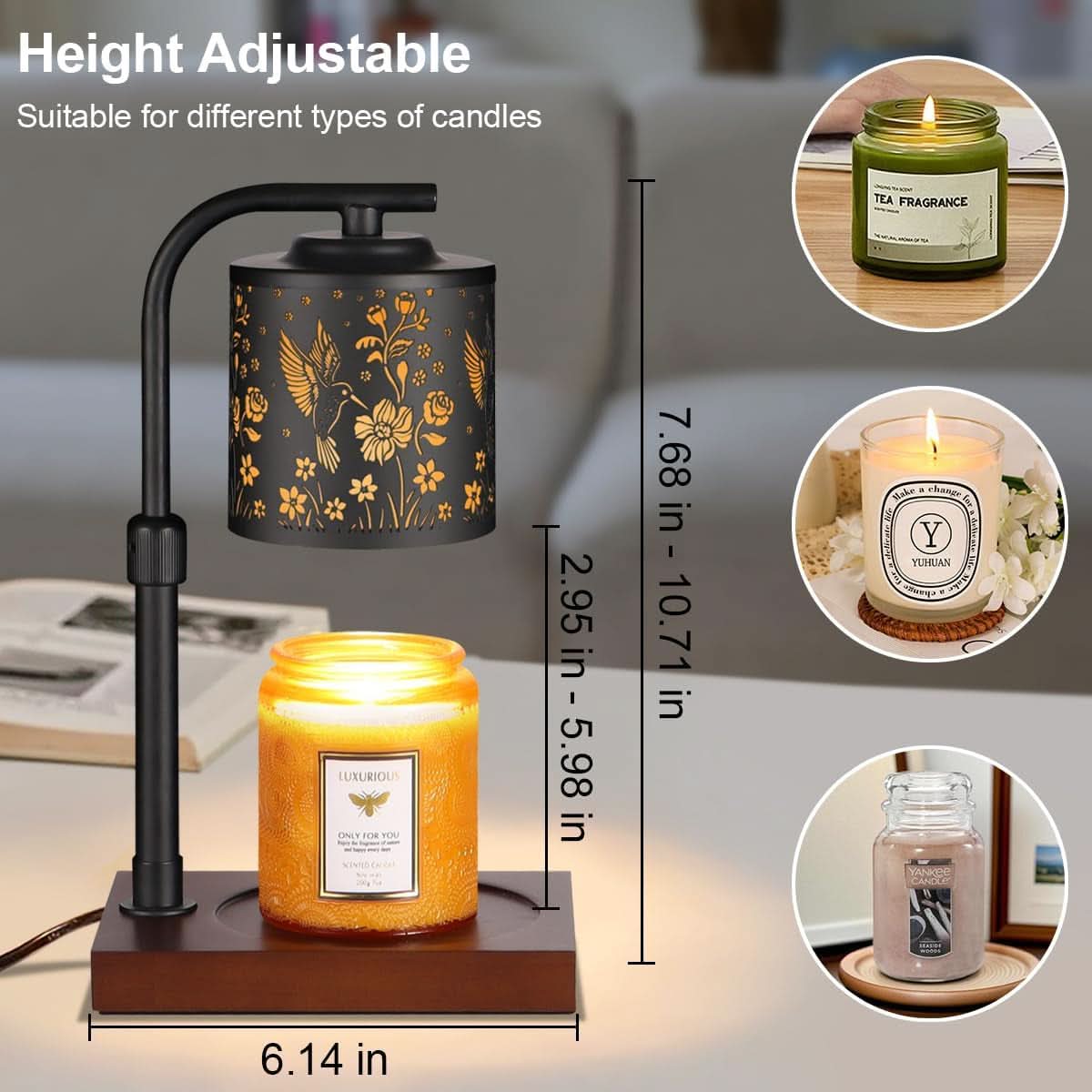 Candle Warmer Lamp Dimmable Adjustable Height Decor-1