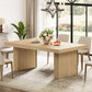 63 Inch Farmhouse Dining Table Seats 6 With Fluted Lines