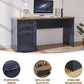Blue Farmhouse Executive Desk With Charging Station