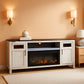 Darborn 88 Inch TV Stand Light Gray Dark Brown Electric Fire place-0