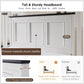 Queen Size Bed Frame Antique White Finish Storage Drawers-3