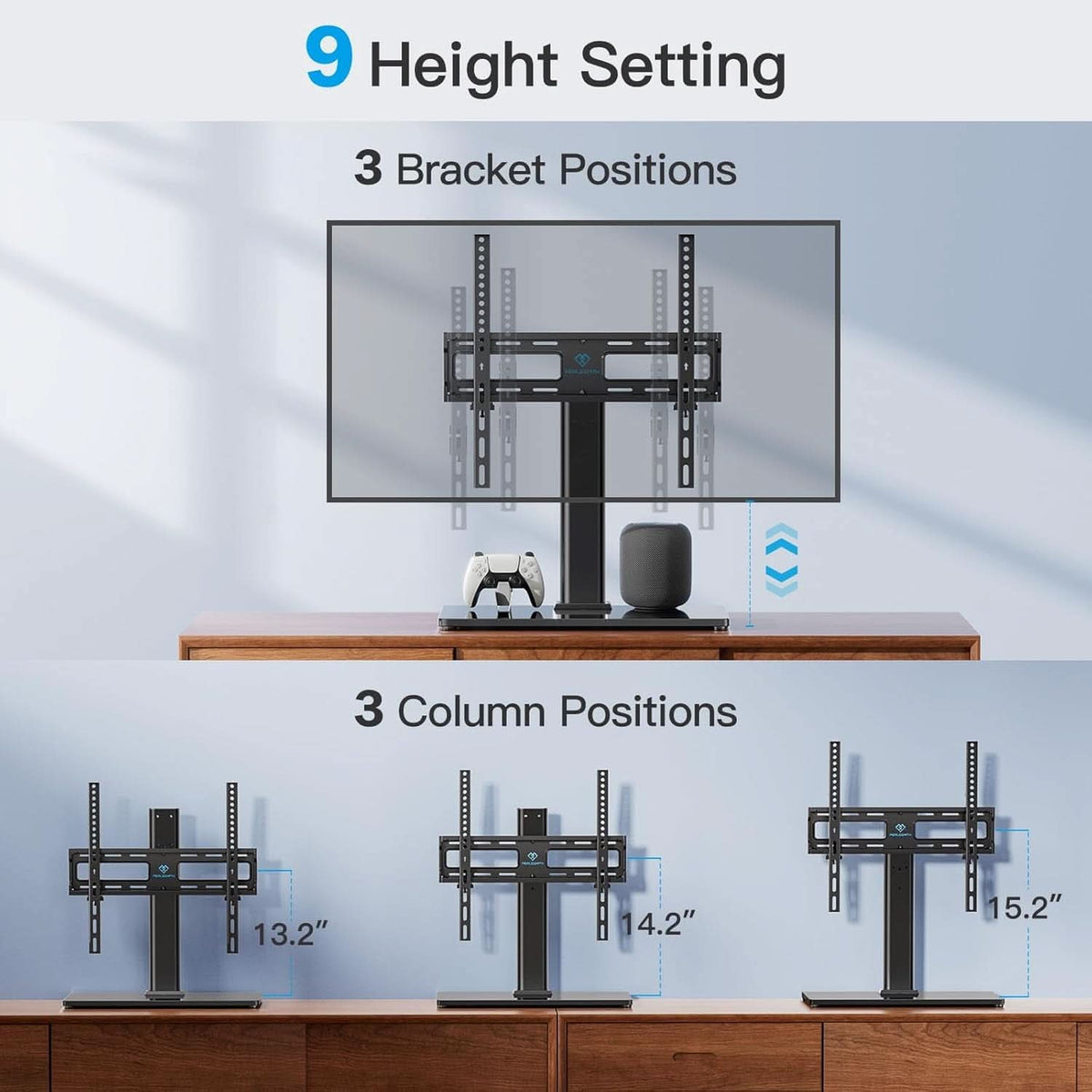 Universal Swivel TV Stand With Tempered Glass Base