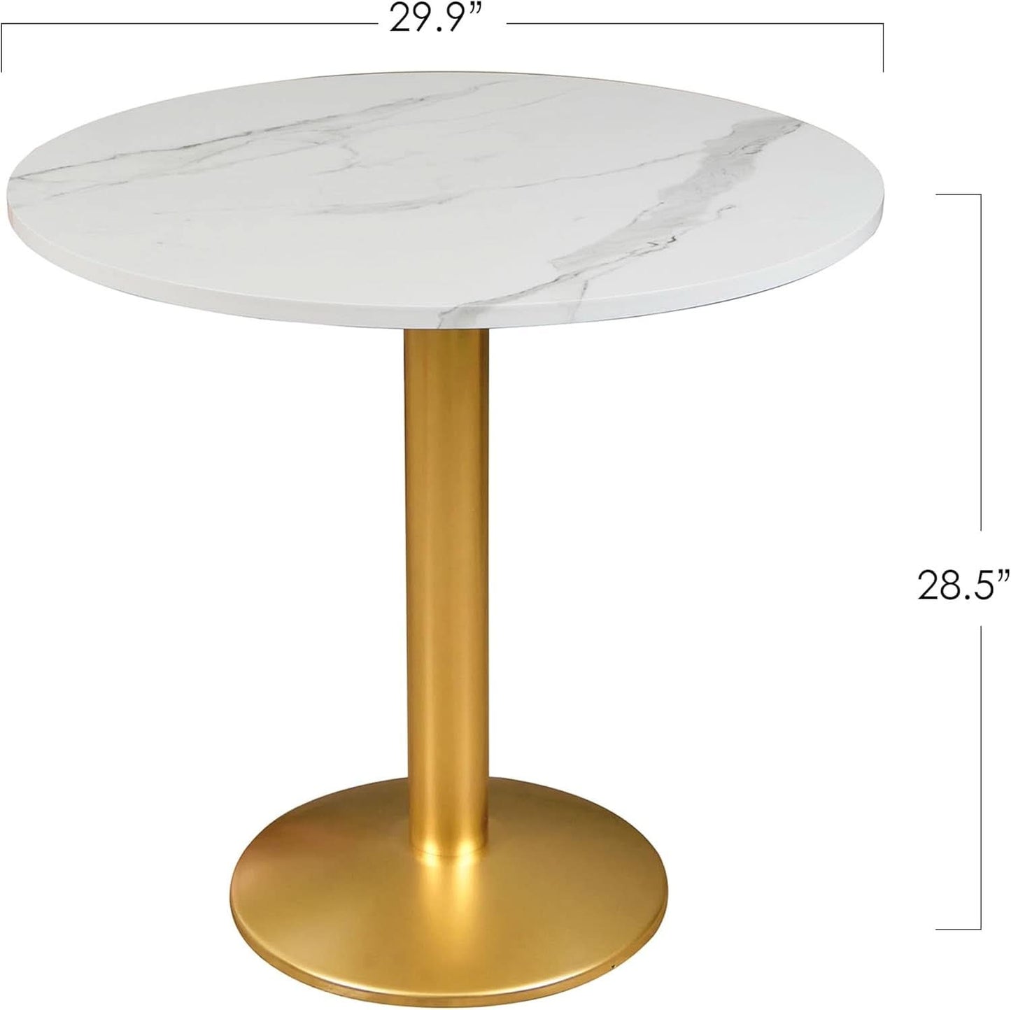 Round Diameter Precise 30 In Dining Table White Marble Top