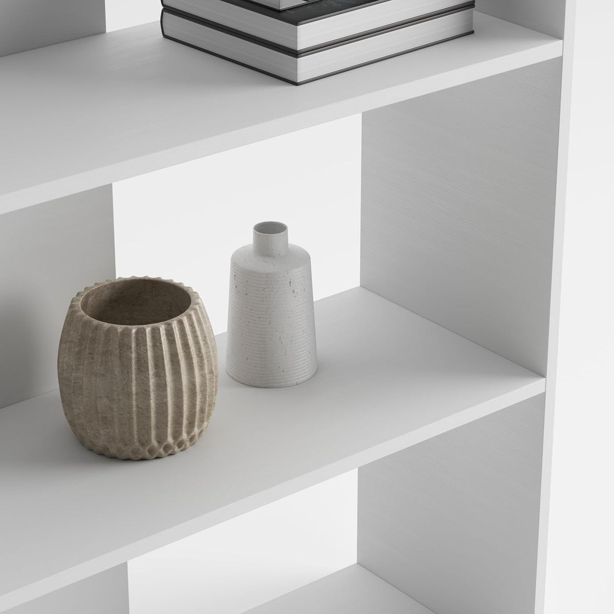 Rachele Modern Ashwood White Melamine Laminated Bookcase