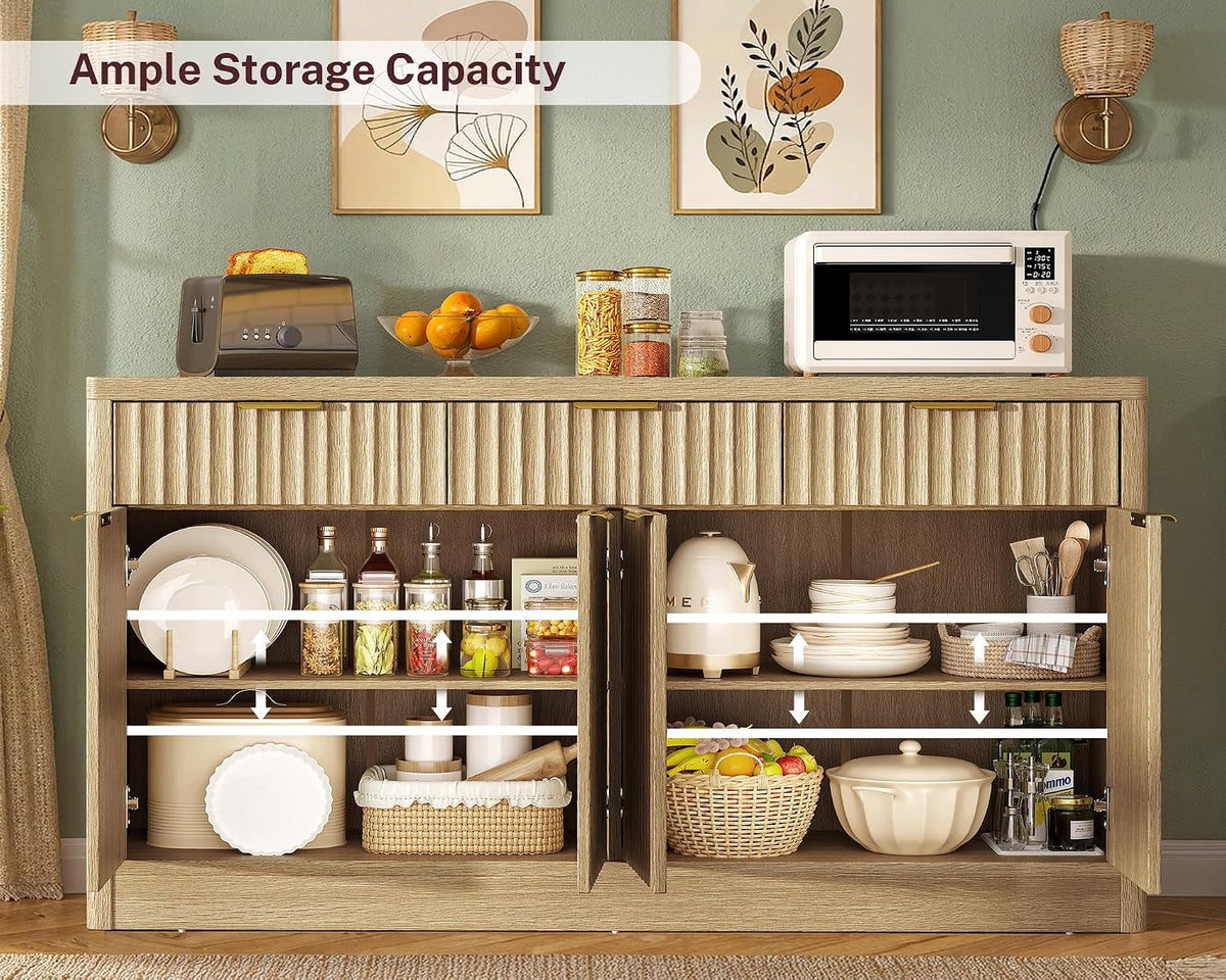 Oversized Buffet Cabinet With Walnut Finish Storage