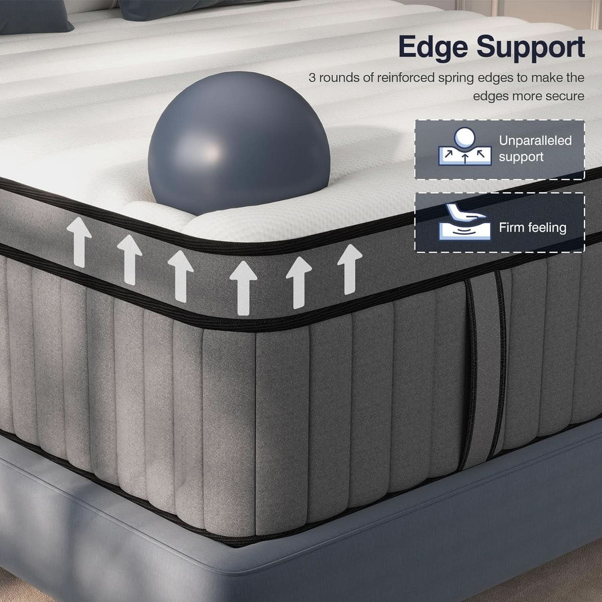 King Size Gel Memory Foam Pocket Spring Hybrid Mattress-3