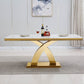 Faux Marble Dining Table 70 Inch With X Pedestal Base