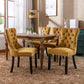 Velvet Tufted Dining Chairs Set Of Four Gold Finish