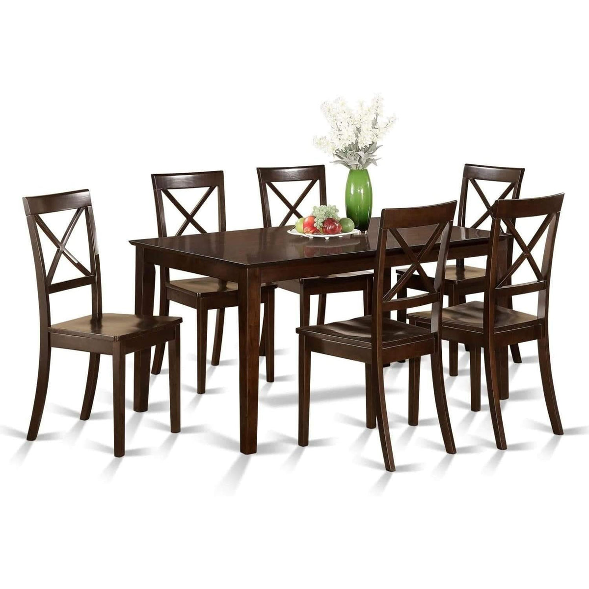 7 Piece Dining Table Set With 6 Chairs Modern Style