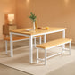 Counter Height Dining Table Set Gold White Benches