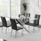 Tempered Glass Dining Table With Chromed Legs 47In White Silver