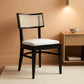 Galway Coastal Dining Chair Black Frame Cane Seat Cushion