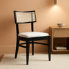 Galway Coastal Dining Chair Black Frame Cane Seat Cushion