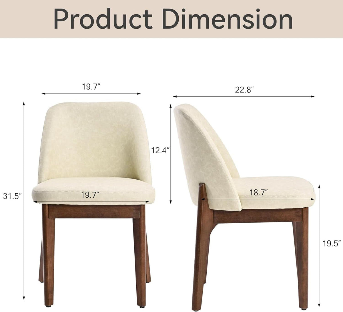 Beige Upholstered Dining Chairs With SolidWood Legs