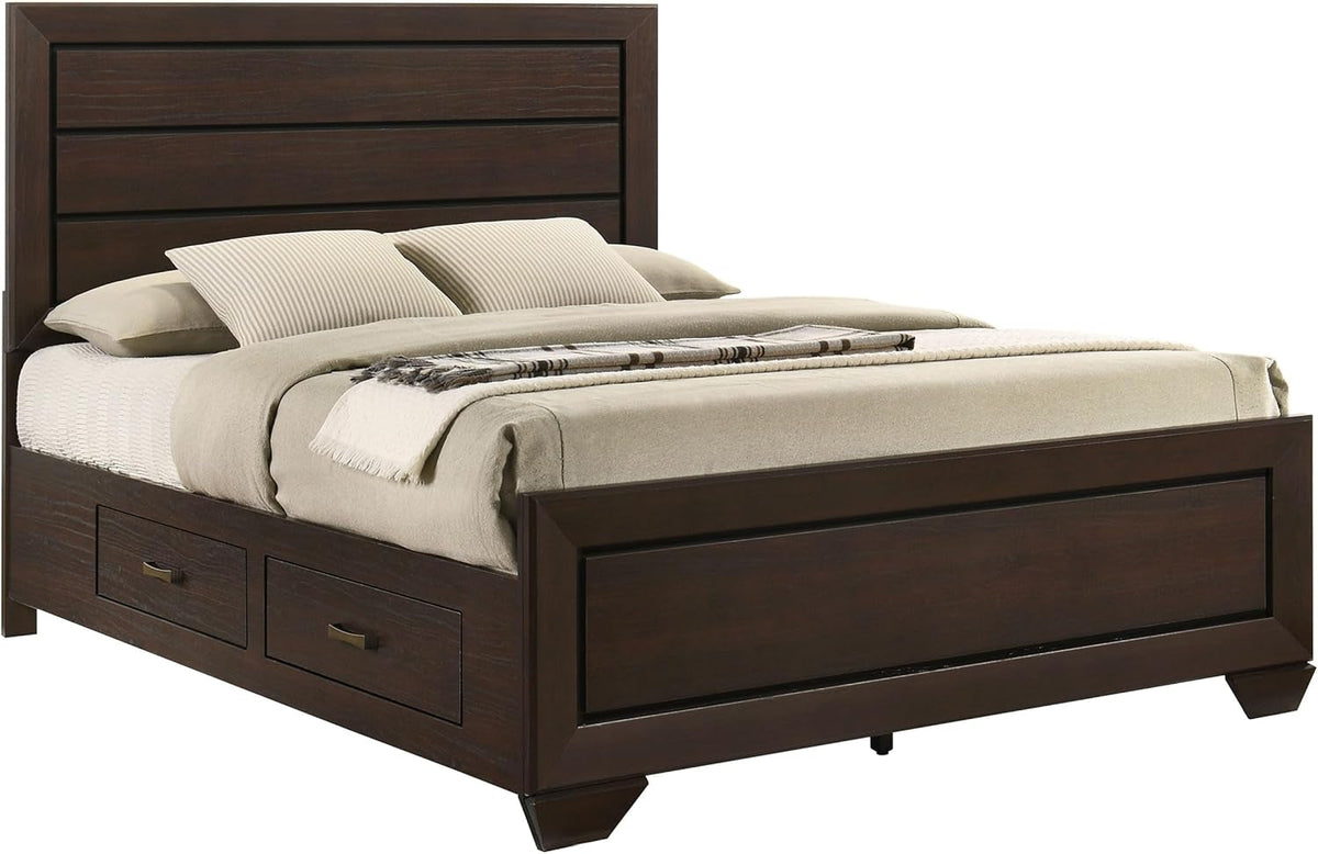 Queen Platform Bed Dark Cocoa With Ample Storage Drawers