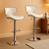 White Cushioned Leatherette Barstool Set Of 2 Adjustable Height Swivel