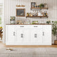 71-Inch White Side board Buffet Cabinet Soft-Close Doors