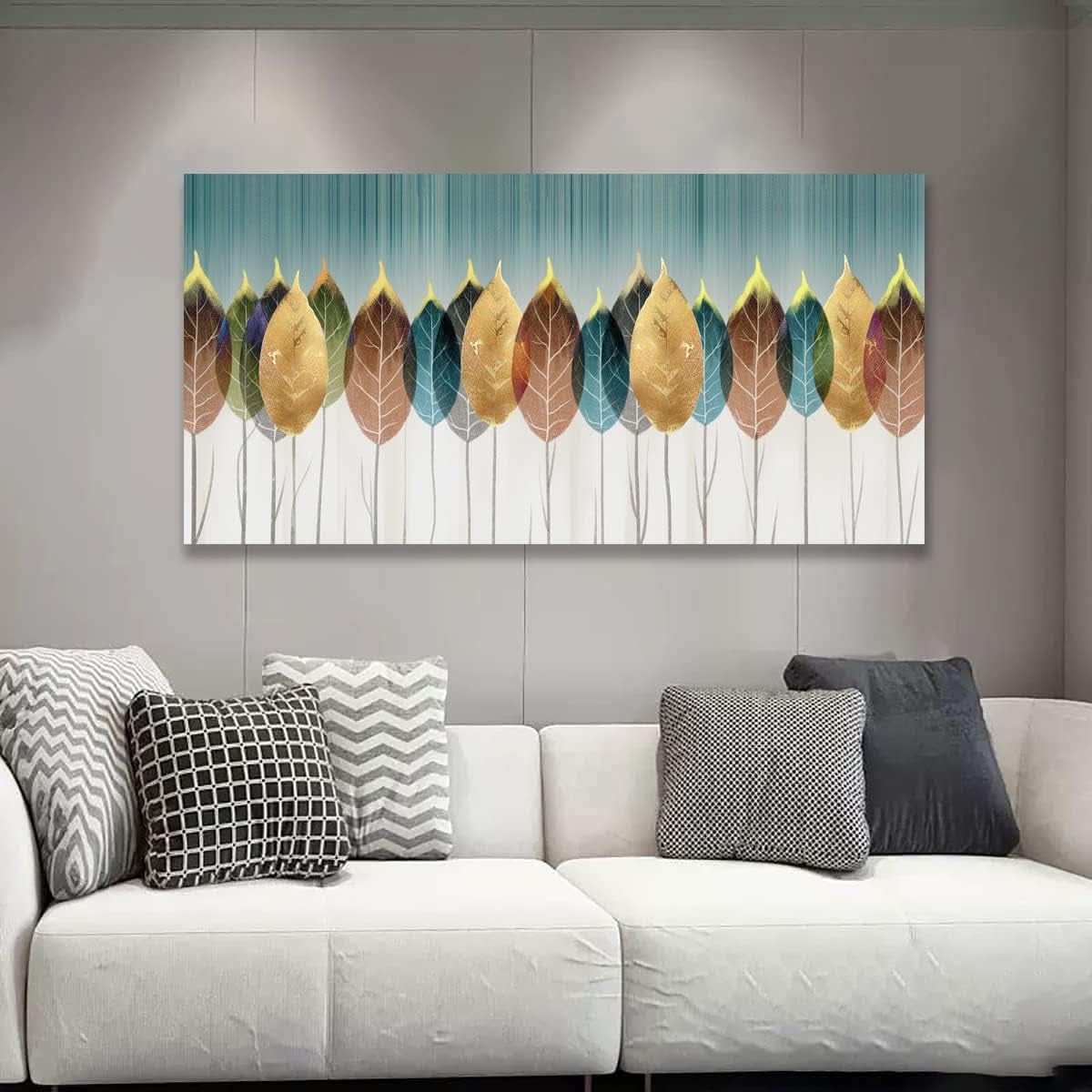 Colorful Leaves Canvas Wall Art 20x40 Inches Abstract