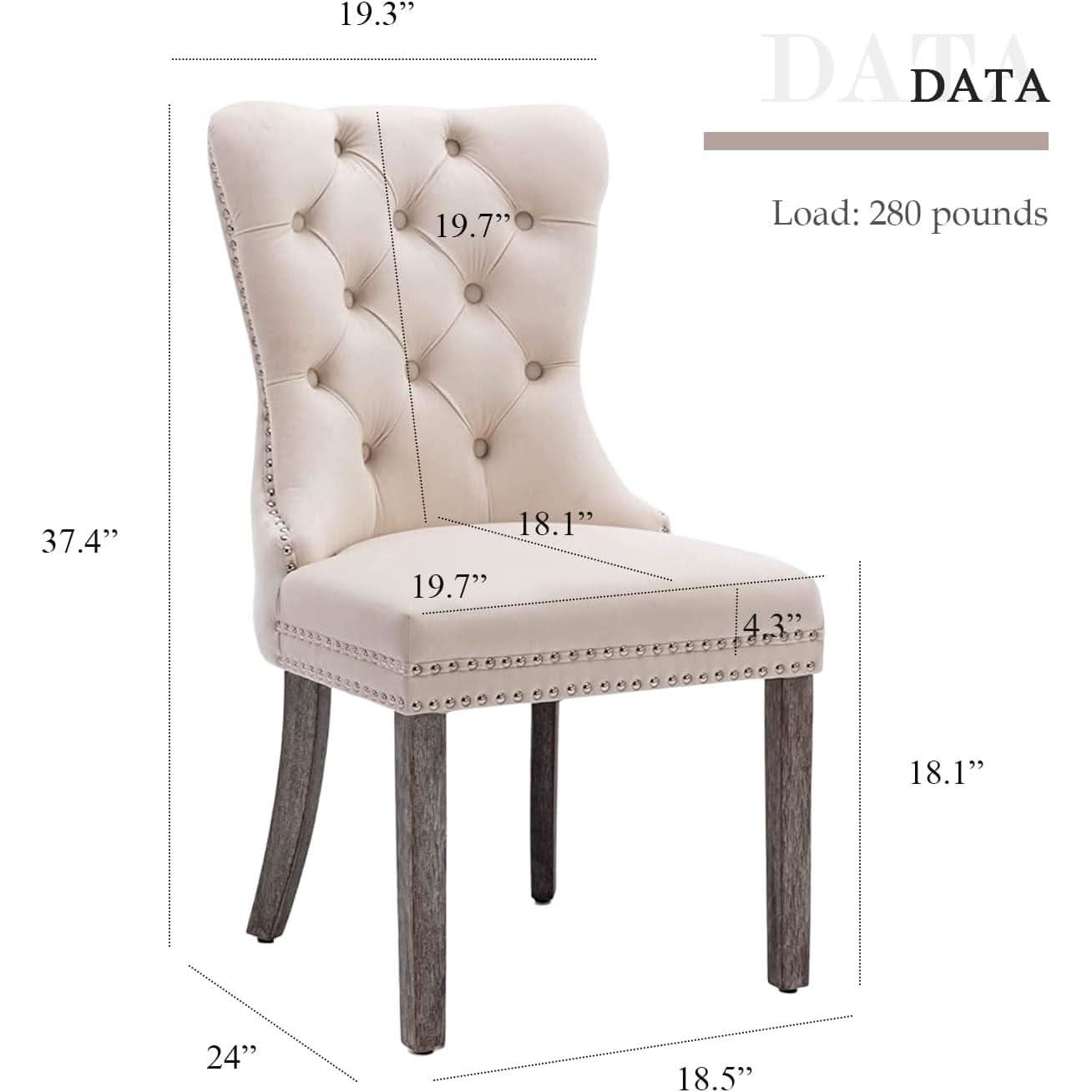 Beige Velvet Tufted Dining Chairs With Nailhead Trim Set Of 6