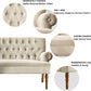 Beige Linen Loveseat Sofa With Sinuous Spring Support