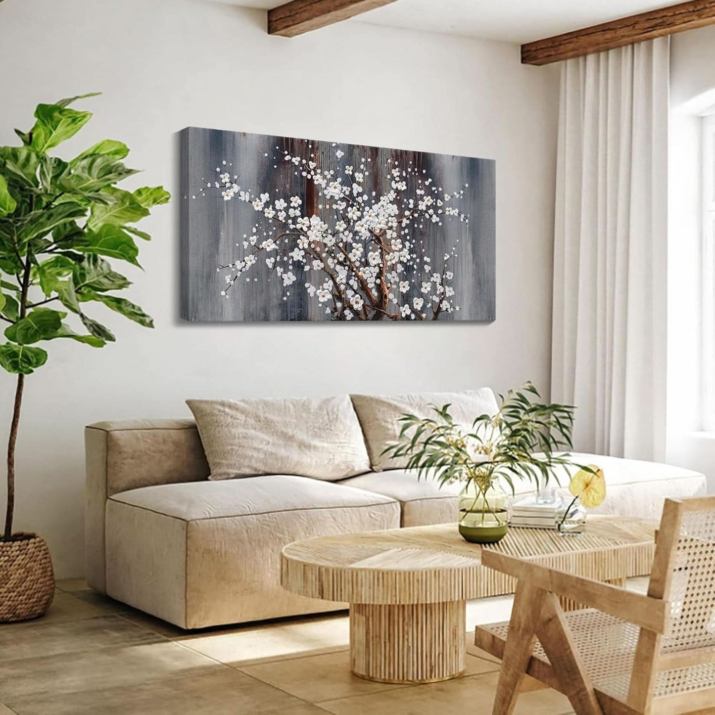 Premium Oversized Canvas Wall Art 20x40 Inches White
