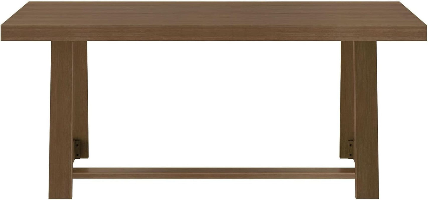 72 Inch Farmhouse Dining Table Solid Wood Rustic Kitchen Table Pecan Wirebrush