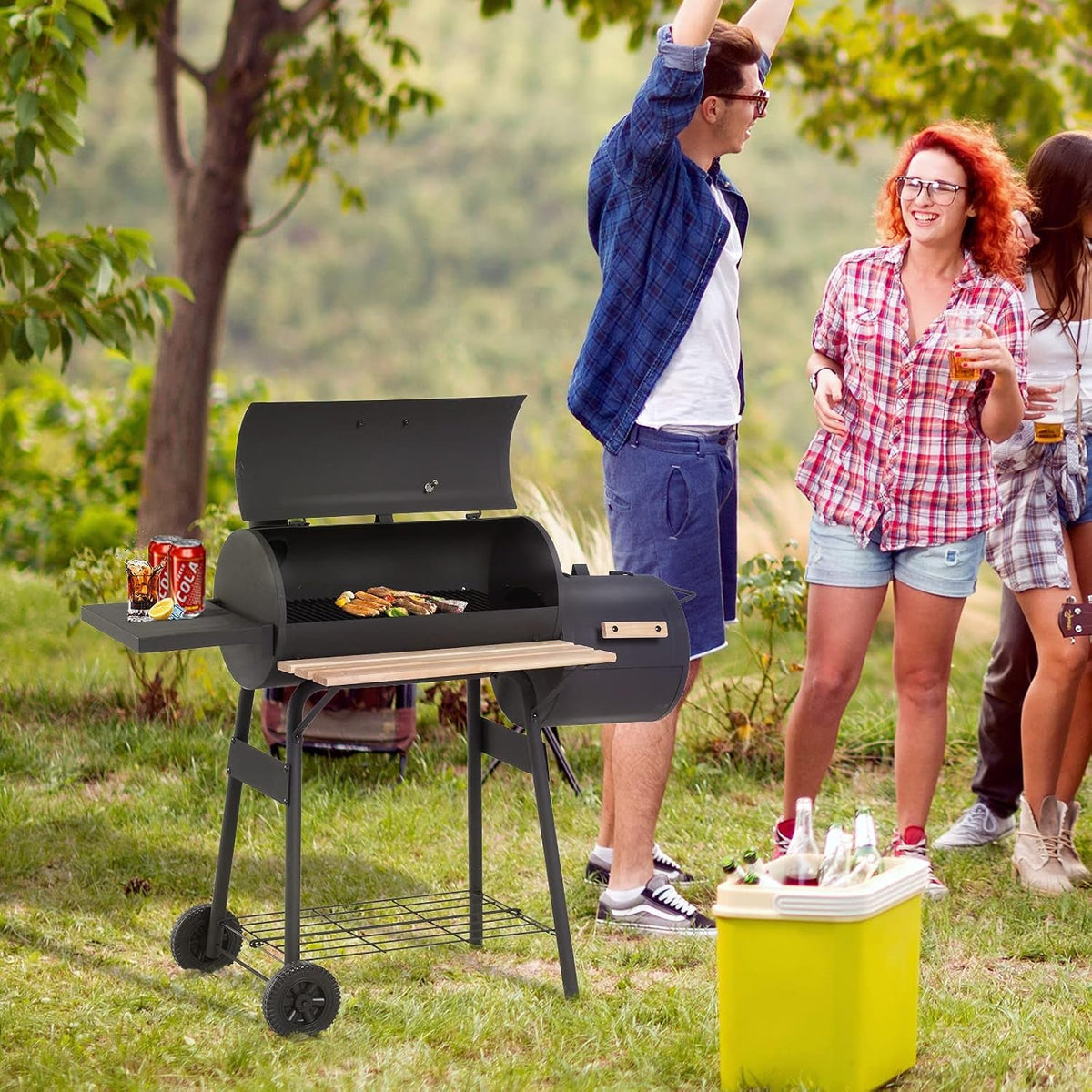 FortyEightInch Portable Charcoal Grill Offset Smoker