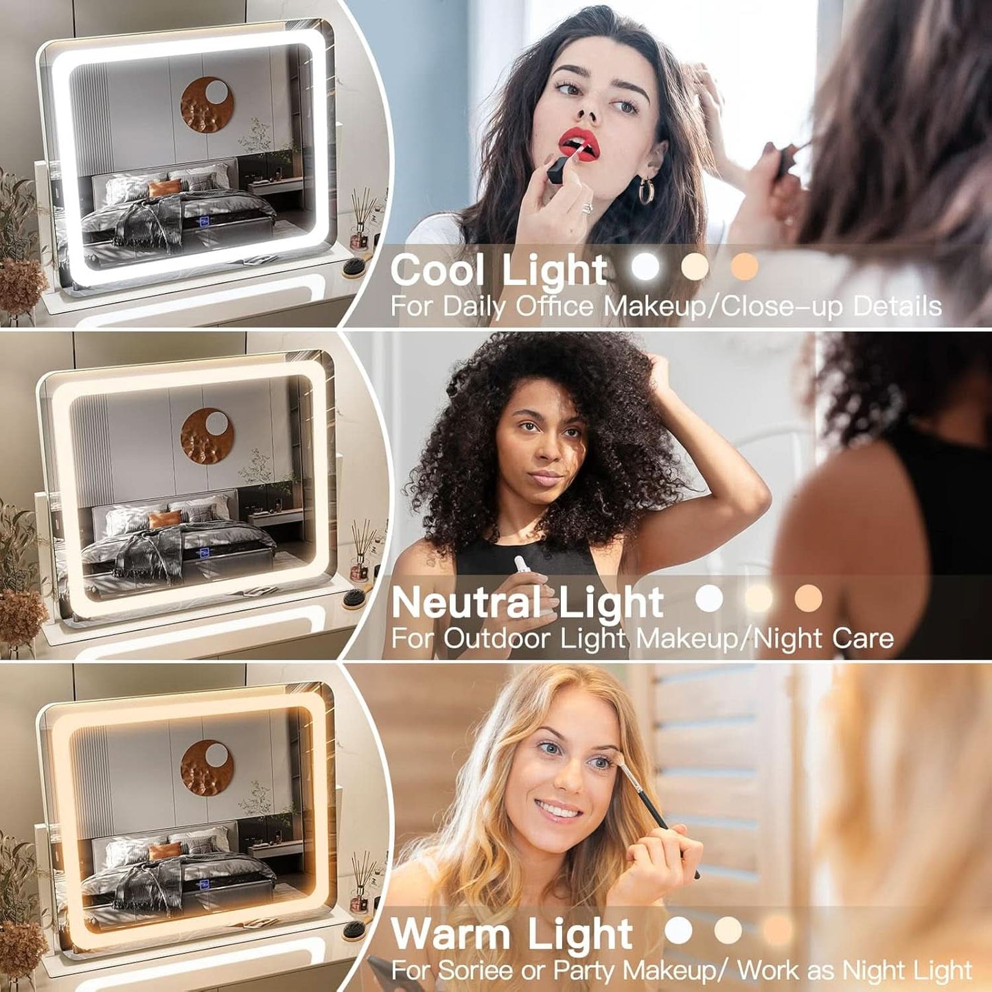 22x17 Vanity Mirror With ThreeColor Lighting Dimmable