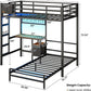 Twin Over Twin Bunk Bed With Desk Integrated LED Lighting