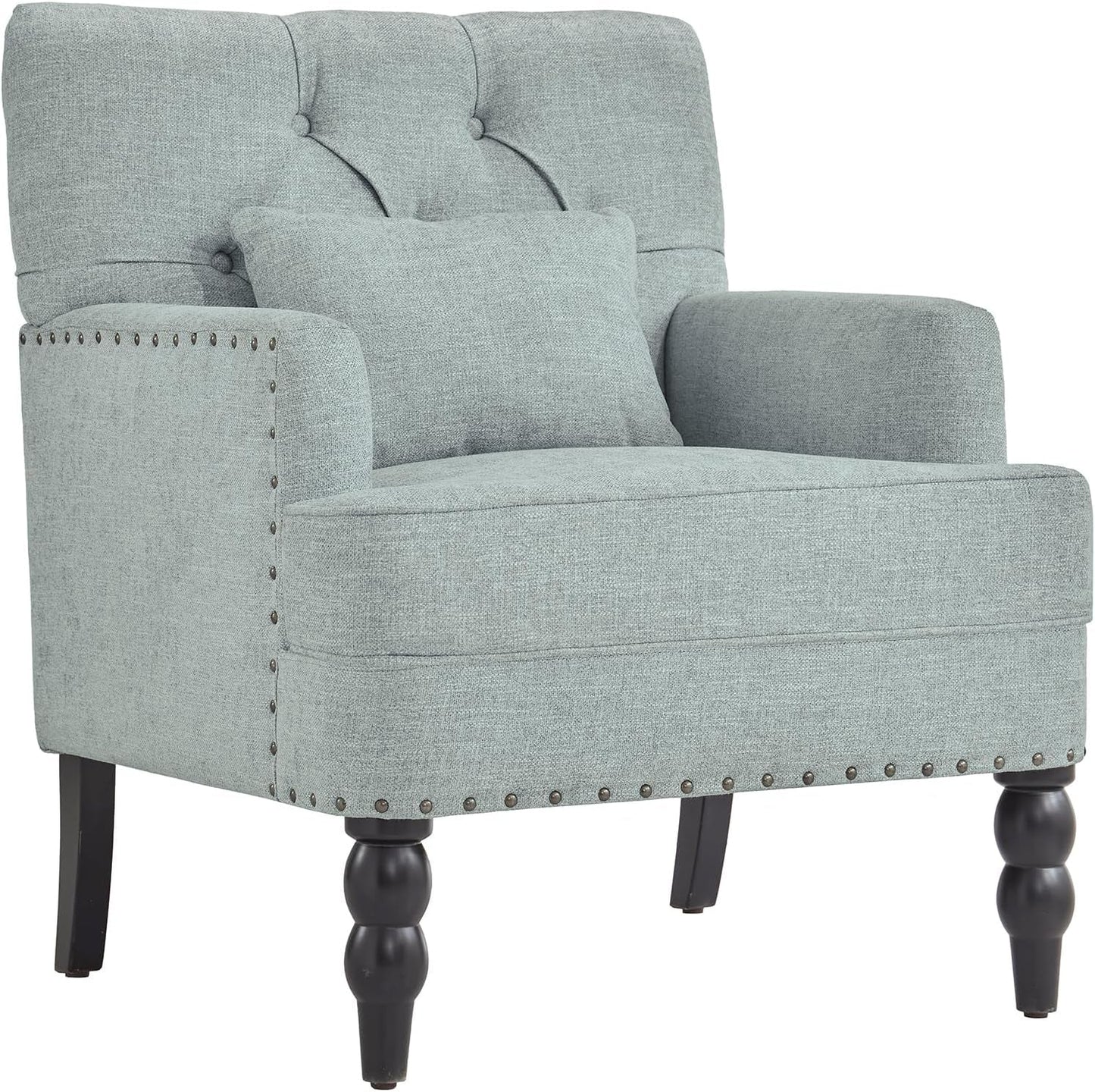 Sapphire Blue Upholstered Club Chair Lumbar Pillow