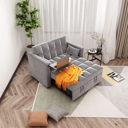 Velvet Sleeper Sofa With Hidden Table For Small Spaces