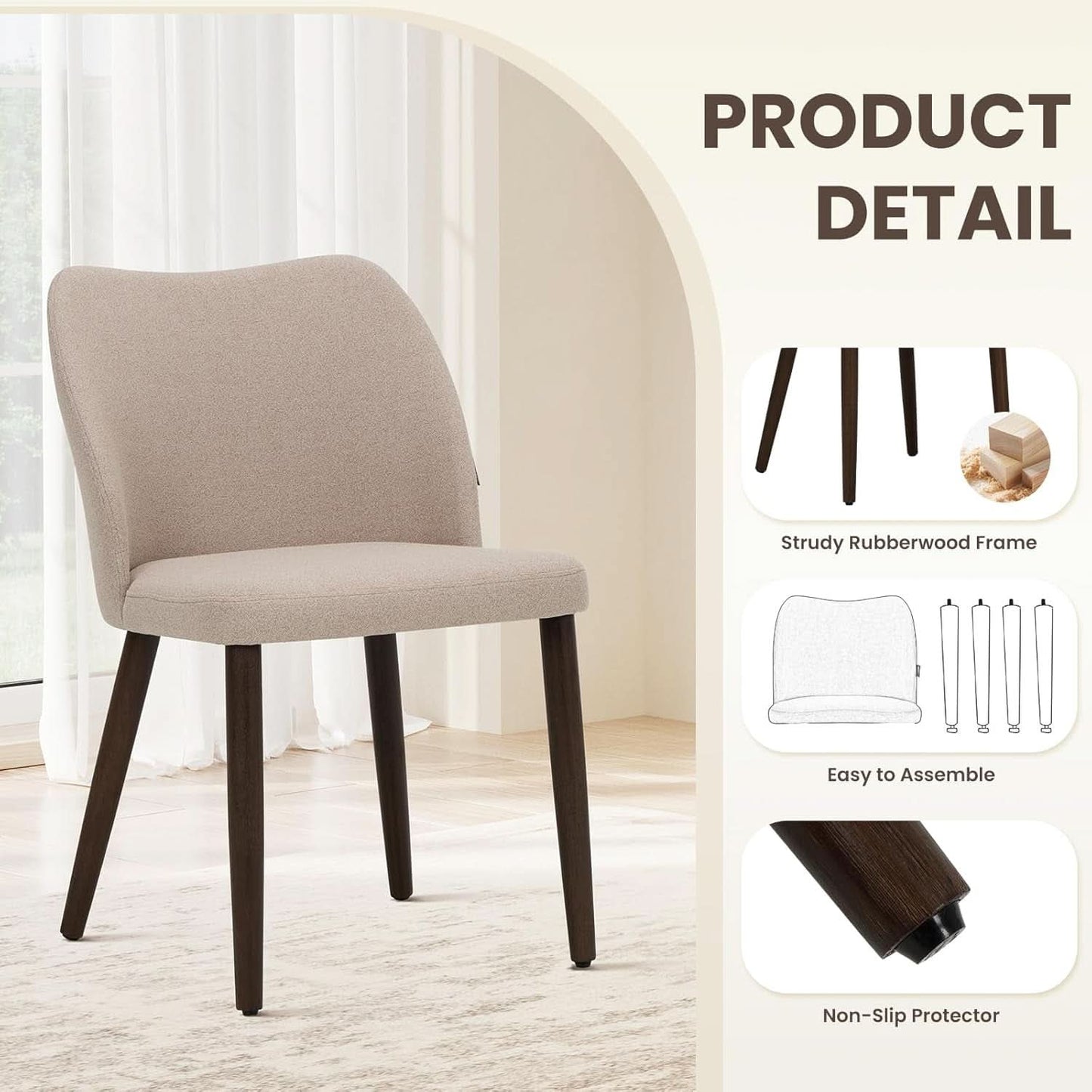 Camel Upholstered Dining Chairs Midcentury Modern Set
