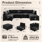 Modular Sectional Sofa Black Corduroy Convertible Sleeper-1