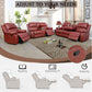 Leather Recliner Sofa Set Red Three Piece Living Room Furniture