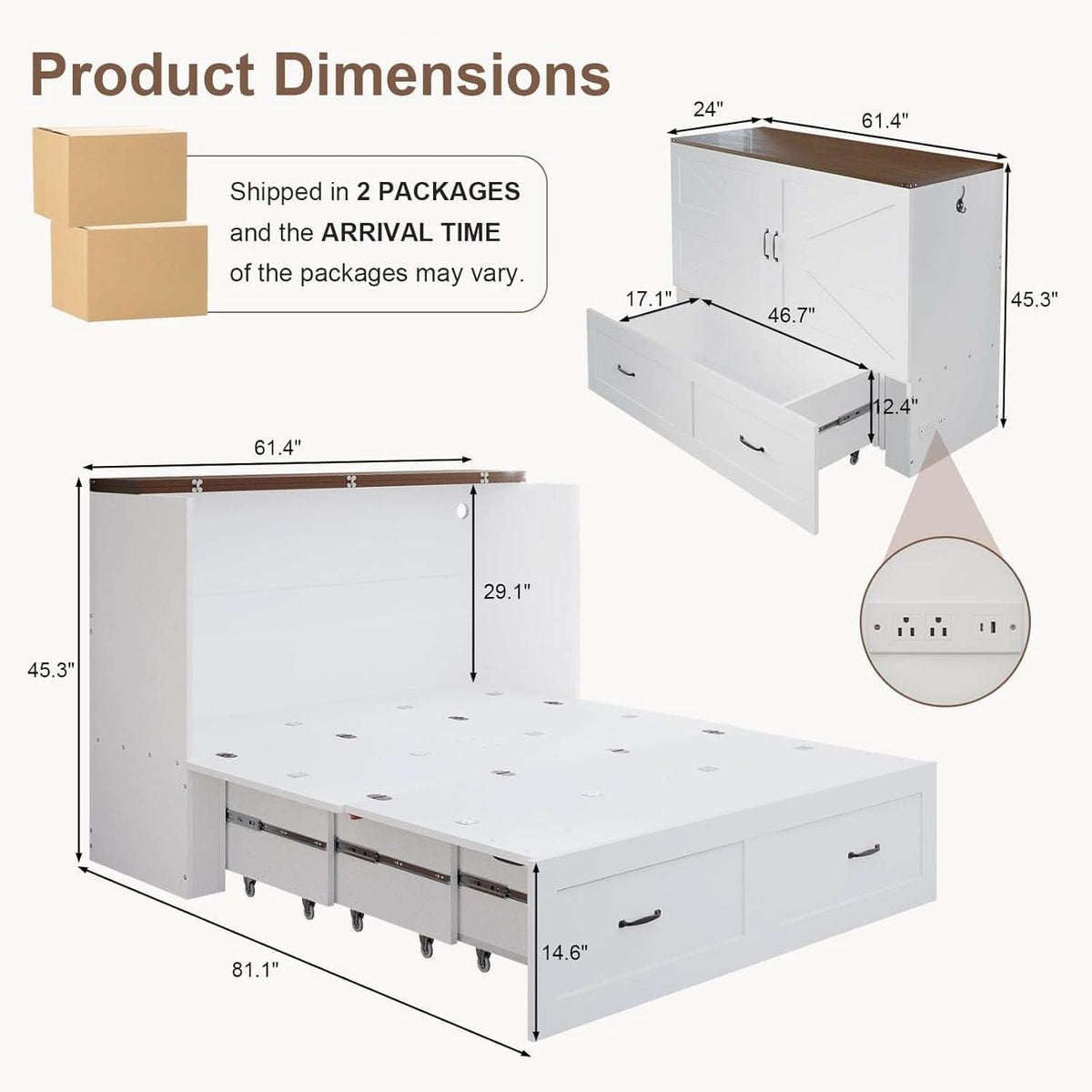 Espresso Queen Murphy Cabinet Bed Versatile Deluxe