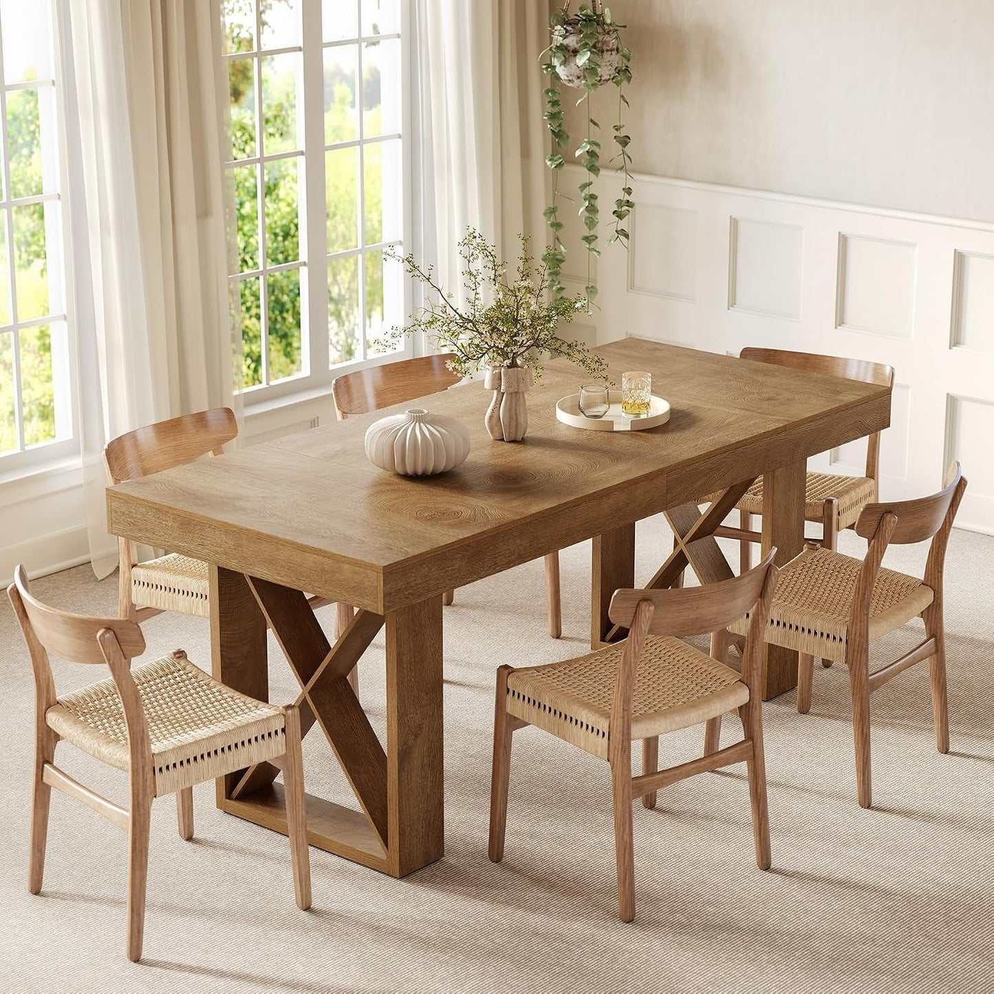 63 Inches Rectangular Farmhouse Kitchen Dining Table