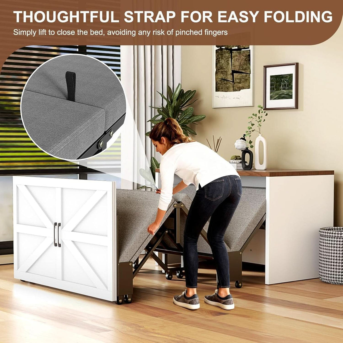 Walnut White Twin Space-Saving Murphy Bed Mattress