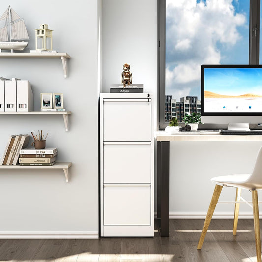 White 3 Drawer Vertical File Cabinet Locking Mechanism