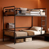 Metal Twin Over Twin Bunk Bed Vintage Brown Safety Rails