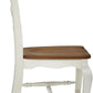 French Countryside Oak And White Pair Of Dining Chairs With Distressed Finish