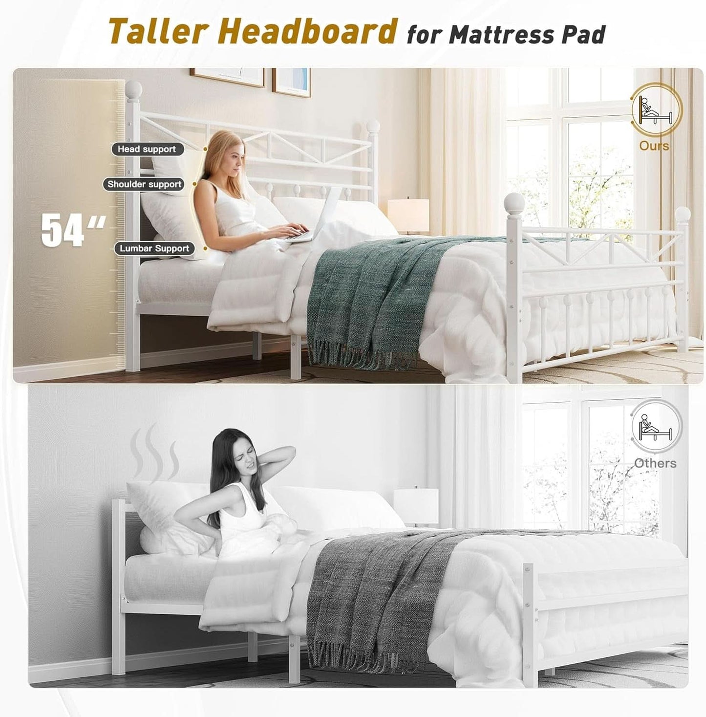 King Industrial Strength Bed Frame With Led Head board