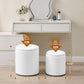 White Round Boucle Velvet Upholstered Storage Ottoman