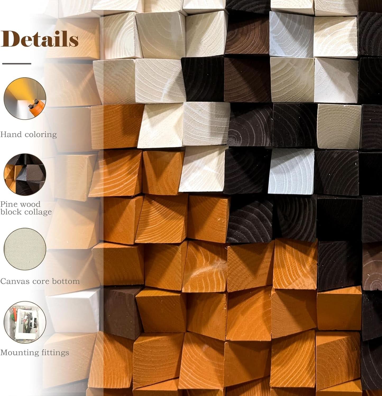 Orange White Mosaic Wall Art Dimensions 27.6x39.4in