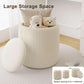 White Velvet Upholstered Storage Ottoman Vanity Set
