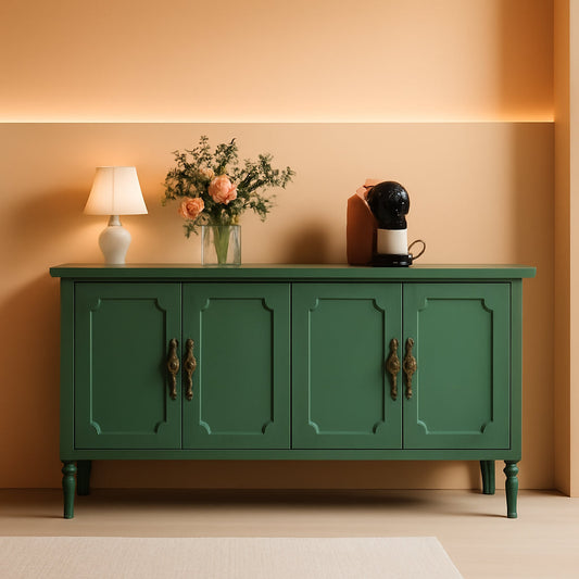 Forest Green Buffet Cabinet With Adjustable Shelves